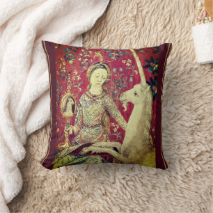 Coussin Lady et l'art médiéval Unicorn