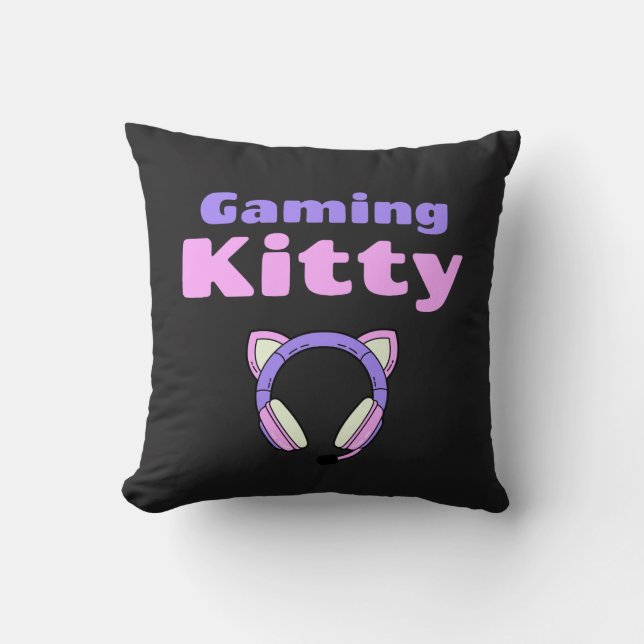 Coussin Lady Gamer - Kitty Joueuse (Recto)