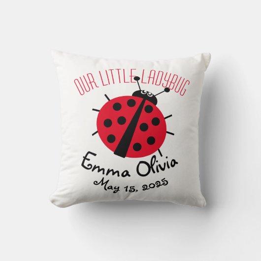 Coussin Ladybug Cartoon mignon Naissance Stat Rouge Blanc (Recto)