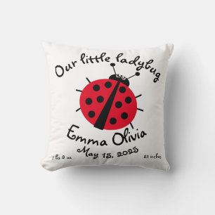 Coussin Ladybug Cartoon mignon Naissance Stat Rouge Blanc