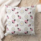 COUSSIN LADYBUGS BLANCS ROSE NOIR ET DAISIES BLANCHES (Couverture)