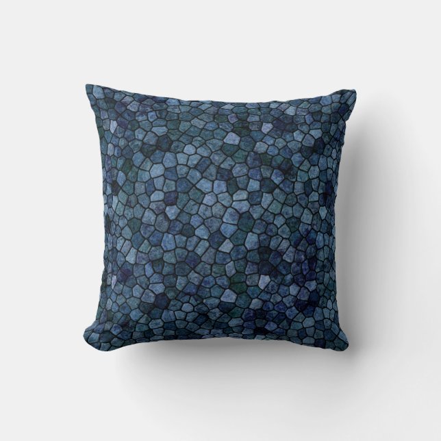 Coussin Lagune Bleue Minuit Pavé Terrazo Patchwork (Recto)