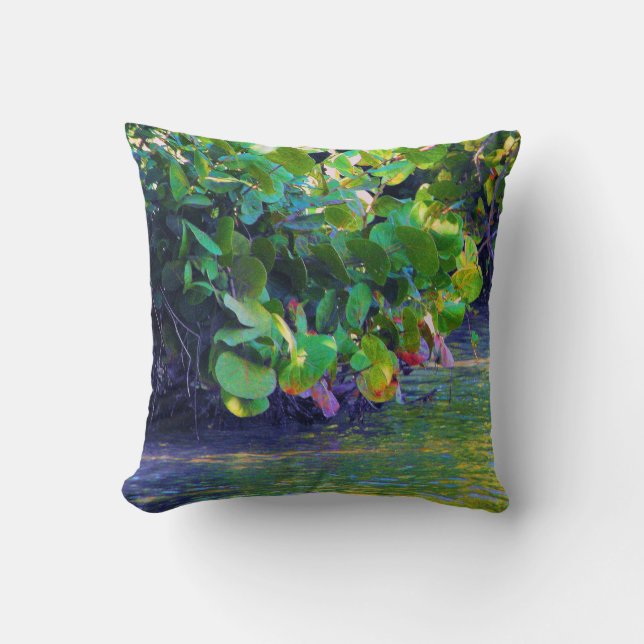 Coussin Lagune de la mangrove avec des raisins de mer (Recto)
