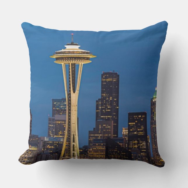 Coussin L'aiguille de l'espace et Seattle du centre (Recto)