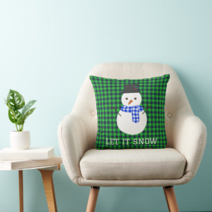 Coussin Laisser Enneiger Snowman Green Plaid