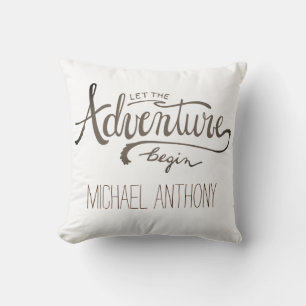 Coussin Laisser l'aventure commencer aquarelle Forêt et no