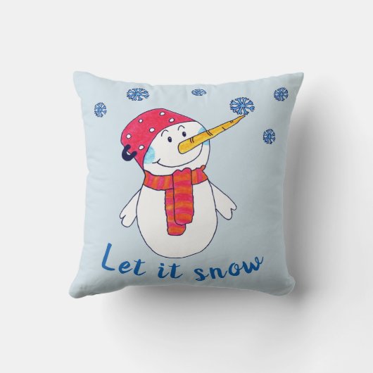 Coussin Laisser neiger mignon Snowman avec Snowflake Kids (Verso)