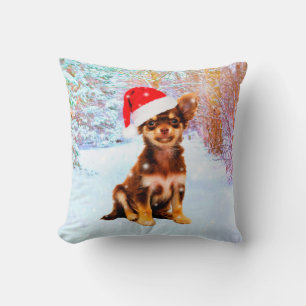 Coussin Laisser neiger Noël Chihuahua Chig