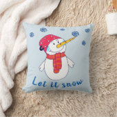 Coussin Laissez neige Bonhomme de neige mignon avec un flo (Couverture)
