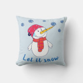 Coussin Laissez neige Bonhomme de neige mignon avec un flo (Recto)