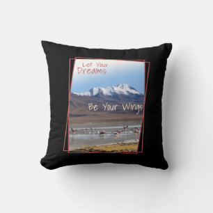 Coussin Laissez vos rêves être vos ailes Flamants roses ro
