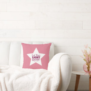 Coussin Laissez Votre Lumière Verset Biblique Étoile Blanc