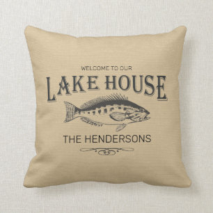 Coussin Lake House Nom de famille Fish