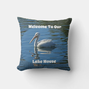Coussin Lake House Welcome Pelican Wild Bird Home Guest