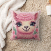 Coussin Lama bébé rose souriant (Couverture)