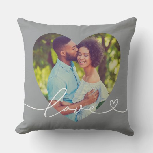 Coussin L'amour dans le script Grey Personnalisé Coeur For (Recto)