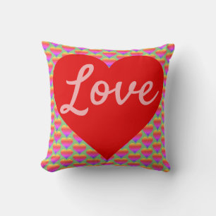 Coussin L'amour dans un coeur rouge