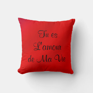 Coussin L'amour de ma vie Rouge Français Amour Carré roman