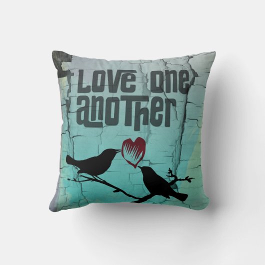 Coussin L'Amour des oiseaux Turquoise (Verso)