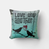 Coussin L'Amour des oiseaux Turquoise (Recto)