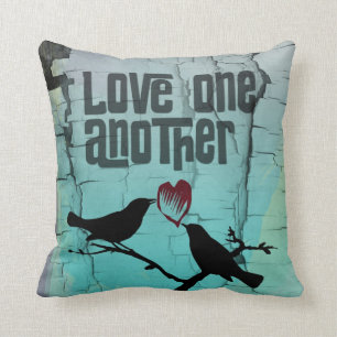Coussin L'Amour des oiseaux Turquoise