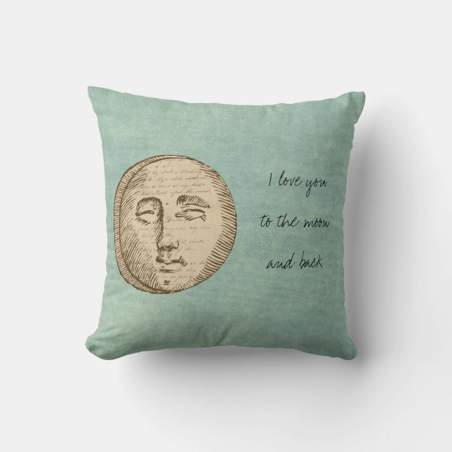 Coussin L'amour du visage de la Lune verte (Recto)
