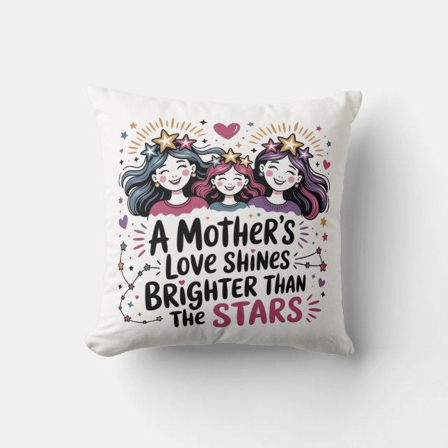 Coussin L'amour d'une mère brille plus que les étoiles (Recto)