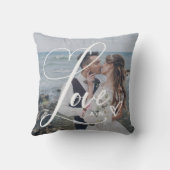 Coussin L'amour en écriture élégante | Deux photos avec cœ (Verso)