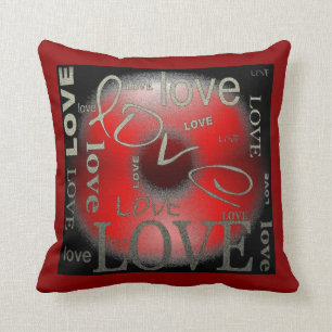 Coussin L'AMOUR en rouge et en noir