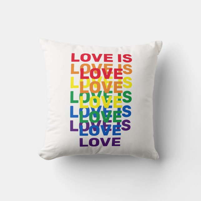 Coussin L'amour est amour arc-en-ciel motif de typographie (Recto)