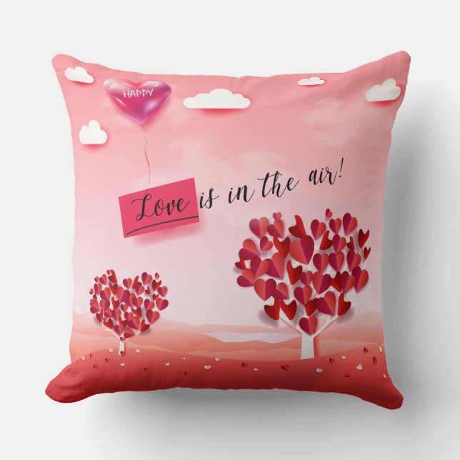 Coussin "L'amour est dans l'air!" magnifique arbre d'amour (Recto)