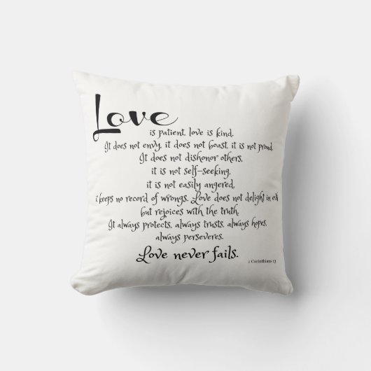 Coussin L'amour est des filets de patient (vers d'écriture (Recto)