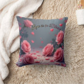 Coussin L'amour est en fleurs Roses roses valentin romanti (Couverture)