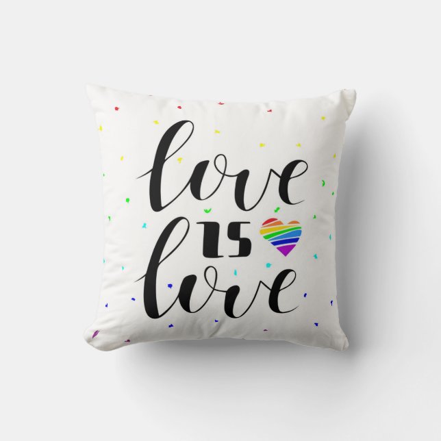 Coussin L'amour est l'amour| Coeurs arc-en-ciel (Recto)