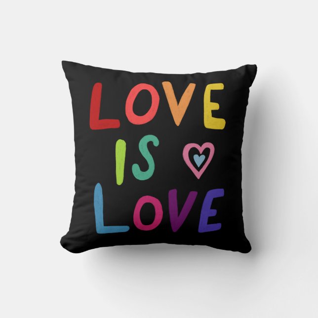 Coussin L'AMOUR EST L'AMOUR Colorful Rainbow Pride (Recto)