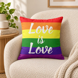 Coussin L'amour est l'amour écriture Rayure arc-en-ciel Fi