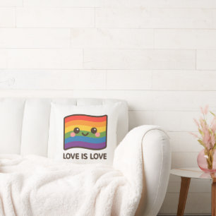 Coussin L'amour est l'amour - Kawaii Rainbow Design