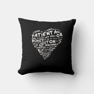 Coussin L'amour est patient Corinthe Cœur blanc Style épur