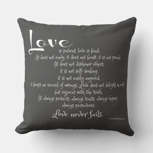 Coussin L'amour est Patient (verset des Écritures Corinthi (Recto)