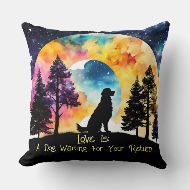 Coussin L'amour est un chien aquarelle Golden Retriever (Recto)