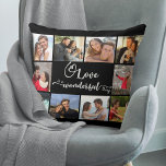 Coussin L'amour est une chose merveilleuse Black Grey 10 P<br><div class="desc">Citation romantique et Coussin photo personnalisé. Le texte principal est écrit à la main et dit "L'amour est une chose merveilleuse" dans la calligraphie ludique avec les coeurs d'amour. Le modèle photo est mis en place pour vous d'ajouter vos photos, travaillant dans le sens des aiguilles d'une montre du haut...</div>