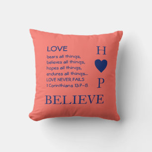 Coussin L'amour n'échoue jamais Christian ESPOIR D'AMO