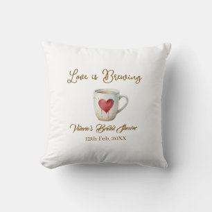 Coussin L'amour se prépare tasse à café blanche cœur maria