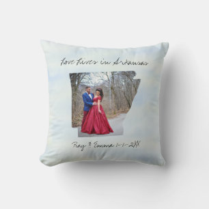 Coussin L'Amour Vit Dans L'Arkansas Photo Personnalisée Fa