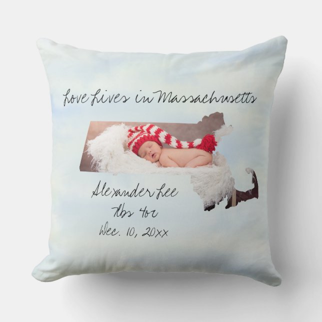 Coussin L'Amour Vit Dans Le Massachusetts Photo En Forme D (Recto)