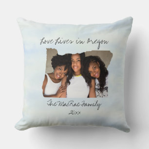 Coussin L'Amour Vit Dans L'État De L'Oregon Formé Photo Pe