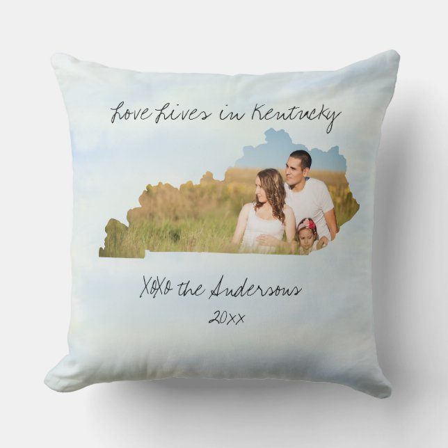 Coussin L'Amour Vit Dans L'État Du Kentucky Photo En Forme (Recto)