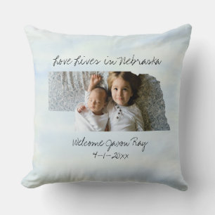 Coussin L'Amour Vit Dans L'État Du Nebraska Formé Photo Pe