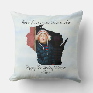 Coussin L'Amour Vit Dans L'État Du Wisconsin Formé Photo P