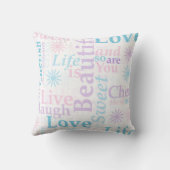 Coussin L'amour vivant de rire, la vie est beau, aiment (Verso)